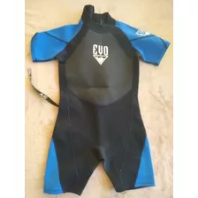 Traje De Neoprene Corto Niño Marca Evo Negro Y Azul Xl Niño