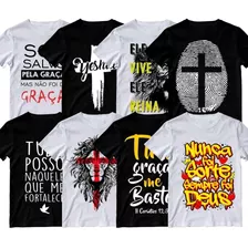 Kit 8 Camiseta Jesus Frase Evangélica Igreja Atacado Roupa