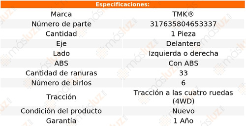 1- Maza Delantera Izq/der Con Abs H3 V8 5.3l 08/10 Tmk Foto 2