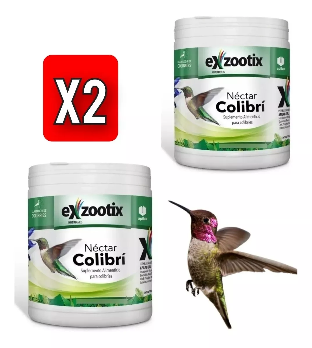 Alimento Nectar Colibri Picaflor Exzootix 300g X2 Unidades
