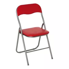 Silla Plegable Metal Asiento Respaldo Acolchado Roja