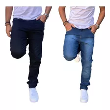 Kit 2 Calça Jeans Masculina Lisa Skinny Top De Linha Premium