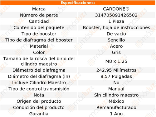 (1) Booster Frenos Dodge Spirit 90/91 Cardone Reman Foto 5