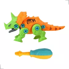 Brinquedo Infantil Dinossauro Monta Desmonta Robo Educativo Cor Laranja, Verde E Cinza