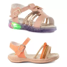 Combo 2 Pares Sandalia Papete Baby Funfy Menina Com Led