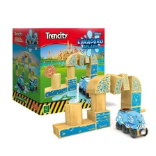 Trencity Lavadero Splash Con Vehiculo Madera Color Natural Con Celeste