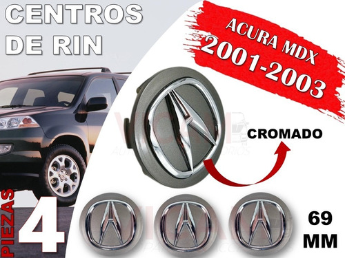 Kit De Centros De Rin Acura Mdx 2001-2003 69 Mm Gris Oscuro Foto 2