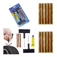 Kit Conserto Completo + 13 Reparos De Pneu Remendos Macarrão