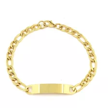 Pulsera Cadena Gruesa Con Placa Eslabón Cubano Oro 14k