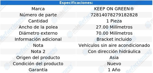 Polea Banda 70.00 Mm Peugeot 206 L4 1.6l S/aa 01-09 Kg Foto 4