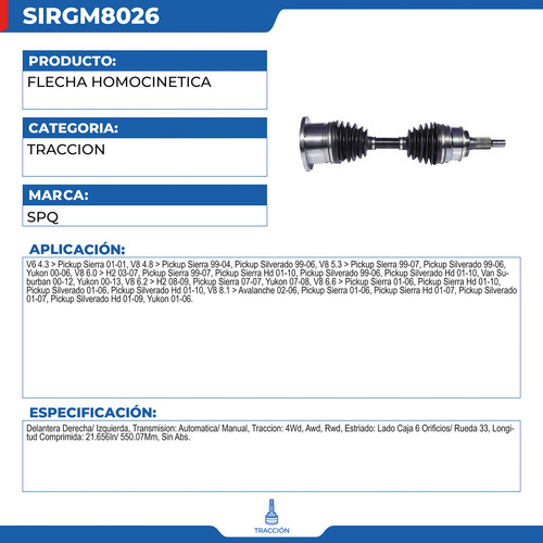 Flecha Homocintica Hummer H2 2003-2007 V8 6.0 Foto 2