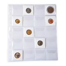 10 Plásticos Para Moedas Coin Holder Folha 20 Espaços C/ Aba