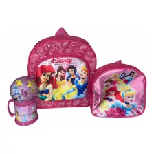 Kit Mochila Escolar Princesas De Costas Lancheira +brinde