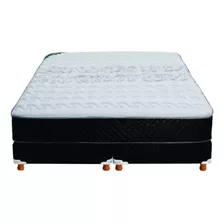 Sommier Cannon Resortes Doral Súper Queen De 200cmx160cm Negro Y Blanco Con Base Dividida