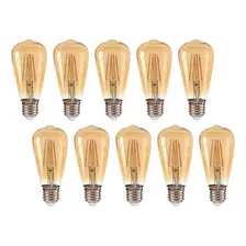 Pack X10 Ampolleta Vintage Led Filamento 6w St64 E27