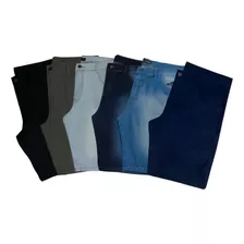 Kit 6 Bermuda Jeans Sarja Masculina Plus Size Slim Lycra Xgg
