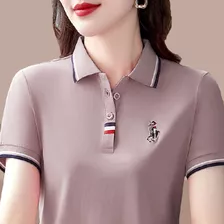 Camiseta De Primavera Con Cuello De Polo Para Mujer [u]
