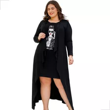 Maxi Colete Feminino Longo Liso A Fio Plus Size Deep Dream