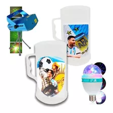 Set X4 Laser +foco Giratorio +vasos Chop Mundial De Litro