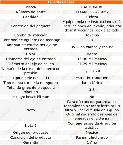 (1) Caja Direccin Hidrulica Chrysler 300 65/71 Reman Foto 4