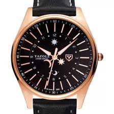 Reloj De Caballero Yazole Correa Negra 