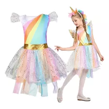 Fantasia Unicornio Vestido Luxo Glitter Asa + Tiara Infantil