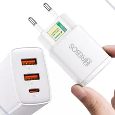 Carregador Celular Fonte Usb C Tomada Turbo 56w Triplo Usb