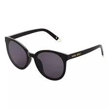 Nine West Gafas De Sol Redondas Sima Para Mujer, Negro Brill