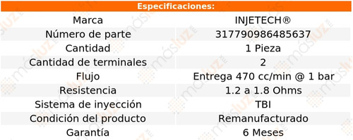 1) Inyector Combustible Caprice V6 4.3l 92/93 Injetech Foto 3