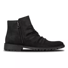 Botinha Social Masculina De Couro Troy Dlave Black Shelter