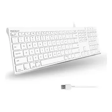 Teclado Macally Delgado Con Cable Para Mac Y Windows/blanco