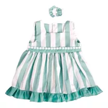 Vestido Bebe Infantil Rodado Com Faixinha De Cabelo 2pc