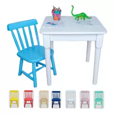 Conjunto Mesa Infantil Com 1 Cadeirinha Resistente Desenhar