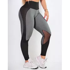 Calça Legging Atacado Mescla Recorte Em Tela