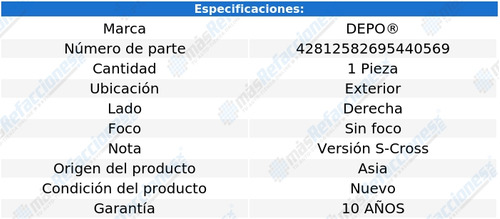 Calavera Exterior Suzuki Sx4 S-cross 2014-2017 S/foco Der Foto 4