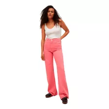 Jeans Recto Rosa Tiro Alto Acampanado Marca Mango Talla 0