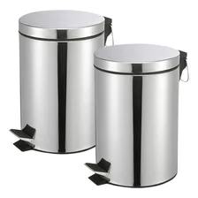 Kit 2 Lixeiras Cozinha Banheiro Inox 5l Cesto De Lixo Metal