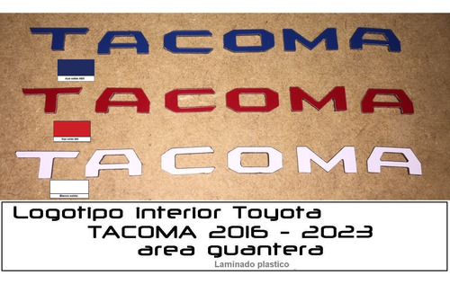 Letras Logotipo Guantera Toyota Tacoma 2016 - 2023 Foto 2