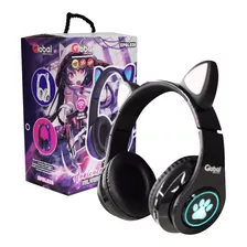 Auricular Bluetooth Gamer Con Orejas De Gato Color Negro