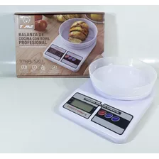 Balanza De Cocina Electrónica Con Bowl Digital 10kg Color Blanco