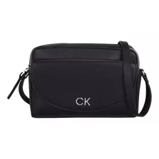 Bolsa Ck Para Mujer K60k611914 Acabado De Los Herrajes Níquel Color Ck Black Correa De Hombro Negro Diseño De La Tela Liso