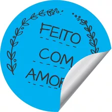 Adesivo Redondo (4 Cm) Feito Com Amor - 200 Unidades