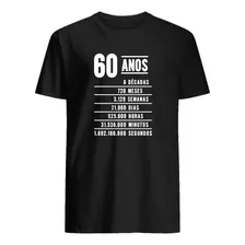 Camiseta Plus Size Descrição 60 Anos Presente Aniversário 