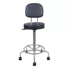 Cadeira Mocho Alto Ergonômico Base Cromado Preto Popmov