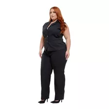 Calça Social Feminina Tiff Plus Size Cintura Alta P/uniforme