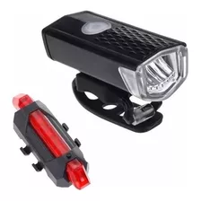 Conjunto Farol E Lanterna Led Bike Recarregável 