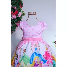 Vestido Infantil Das Princesas Da Disney Rosa De Luxo 