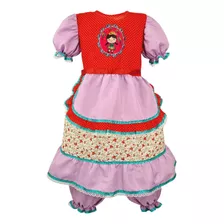 Vestido Junina Infantil Lilás C/ Shorts Festa Quadrilha