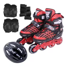 Kit Patins Inline Rollers Alumínio Com Kit Proteção Adulto