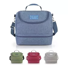 Bolsa Térmica Lancheira Bag Fitness Porta Marmita Divisórias Cor Azul